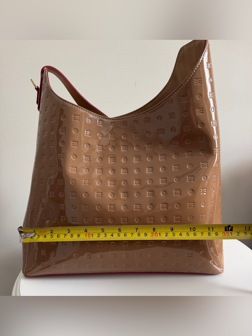 Arcadia Patent Shoulder Bag in Camel - Picture 7 of 14
